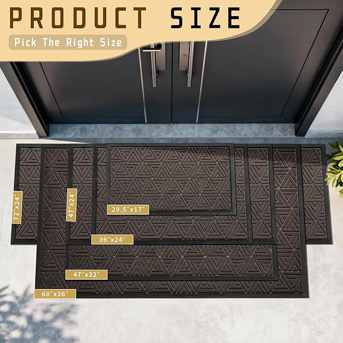 Yimobra Extra Large Door Mat 60x36, All-Weather Waterproof Non-Slip Welcome Matt Outdoor, Heavy Duty Non Slip Doormat for Entryway for Patio and Garage Indoor, Easy Clean, Brown