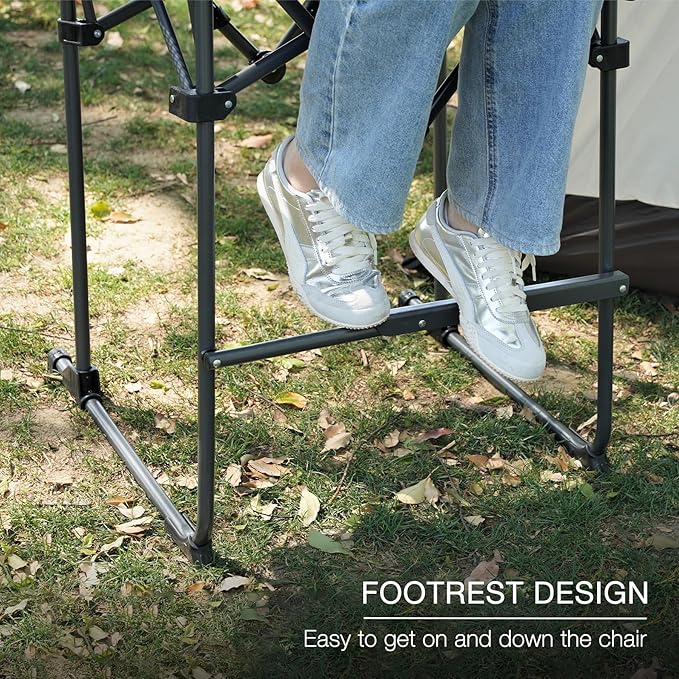 Stonehomy Portable 29" Seat Height Tall Folding Camping Chair High Foldable Directors Chair Bar Height Stool with Side Table and Storage Bag for Makeup Artist, Lawn, Craft Show, 350LBS Black, 2Pack