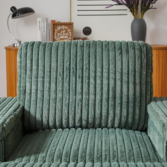 Eafurn 42.5" Oversized Accent Chair with Storage Ottoman Convertible Chaise Lounge, Corduroy Cloud Sofa Chair w/Cupholders, Modern Extra Wide Armchair