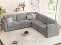 CUGOAO 117.7'' Modular Sectional Sofa, Oversized L-Shaped Sectional Couch, Deep Seat Chenille Cloud Couch, Removable Cover, Mordern Upholstered Couches for Living Room, Apartment, Office, Grey
