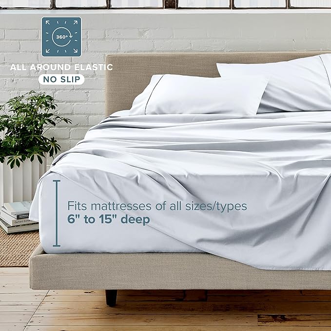 Bare Home Bedding Set 4 Piece Comforter & Sheet - Twin XL - Goose Down Alternative - Ultra-Soft 1800 Premium Bed Set (Twin XL, White/White)
