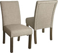 Homepop Home Decor | Classic Upholstered Parsons Dining Chairs | Set of 2 Accent Dining Chairs with Nailhead Trim, Natural Linen