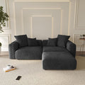WJShome Cloud Couch Modular Sectional Sofa,102inch L Shaped Sofa with Ottoman,Black 3 Seater Corduroy Couch,Convertible Sectional Sofa for Living Room,Cushion Covers Removable& Washable