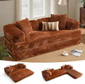 ovios 81" Folding Sofa Bed, Foldable Sleeper Boneless Couch with Pull Out Beds, Modular Convertible Floor Futon Loveseat Lounger for Living Room (Faux Fur, Brown)