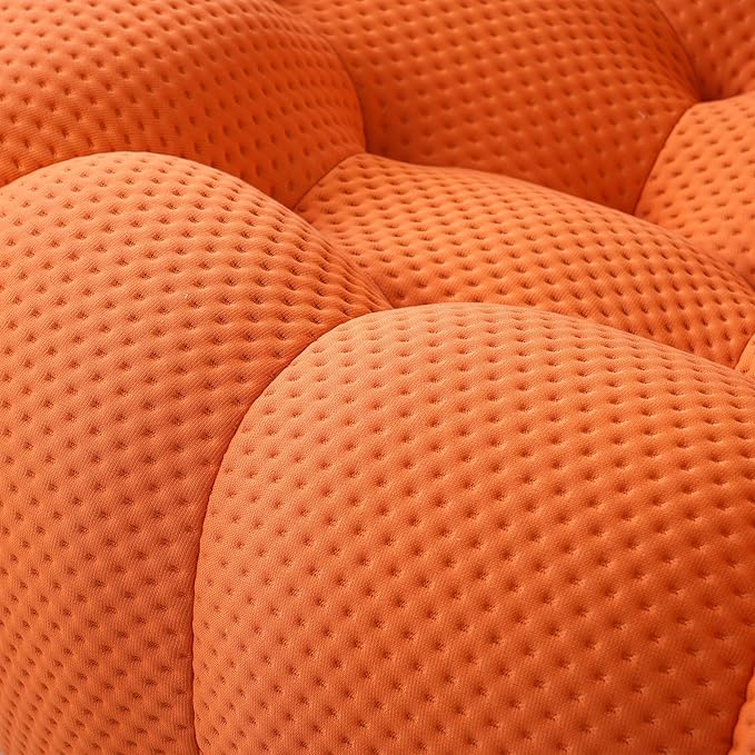 JACH Oversized Bubble Couch Chair, 49.21'' Modern Lazy Floor Sofa, Upholstered Mesh Fabric Bubble Sofa, 3D Honeycomb Shape Curved Couch for Living Room, Office, Apartment, Small Space (Orange)
