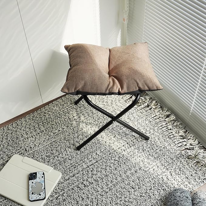 Foldable Foot Rest Stool for Under Desk or Sofa - Office Footrest Ottoman, Portable Leg Rest for Home & Office (Khaki)