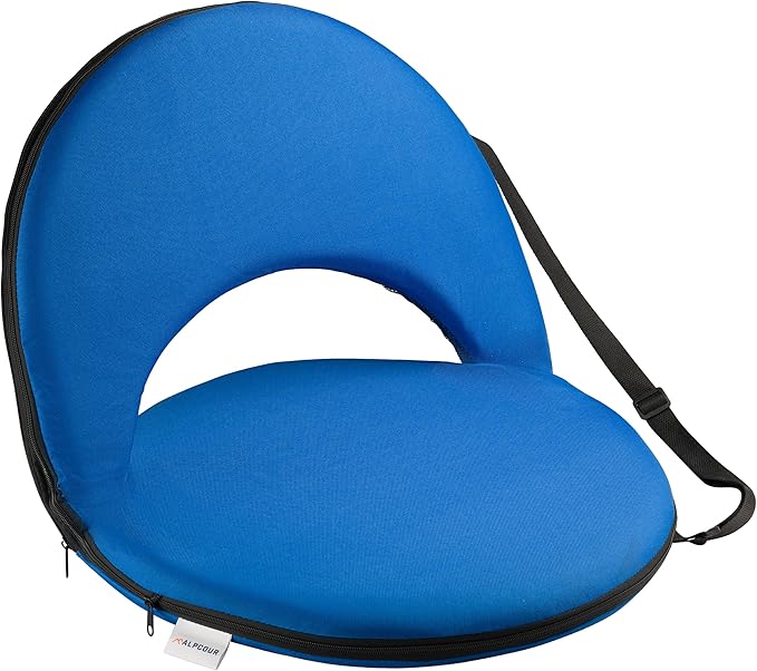Alpcour Folding Stadium Seat – Deluxe Outdoor Camping Reclining Waterproof Cushion Chair for Bleachers – Best 6-Position Back Support Picnic Bleacher Seats w/Extra Thick Padding for Support & Comfort