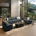 HERA'S HOUSE 3 Pieces Modular Sectional Sofa Sets, Oversized Couch Set with Loveseat and Armchairs, Comfy Cloud Couches with Throw Pillows, 5-Seater Deep Seat Sofa for Living Room, Chenille Blue