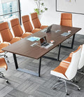 ahliss Sturdy Conference Table with Cable Management Grommets Modern Rectangle Office Meeting Table with Wood Tabletop and Metal Frame & Legs- Easy Assembly Boardroom Table (Mahogany, 10 Foot)