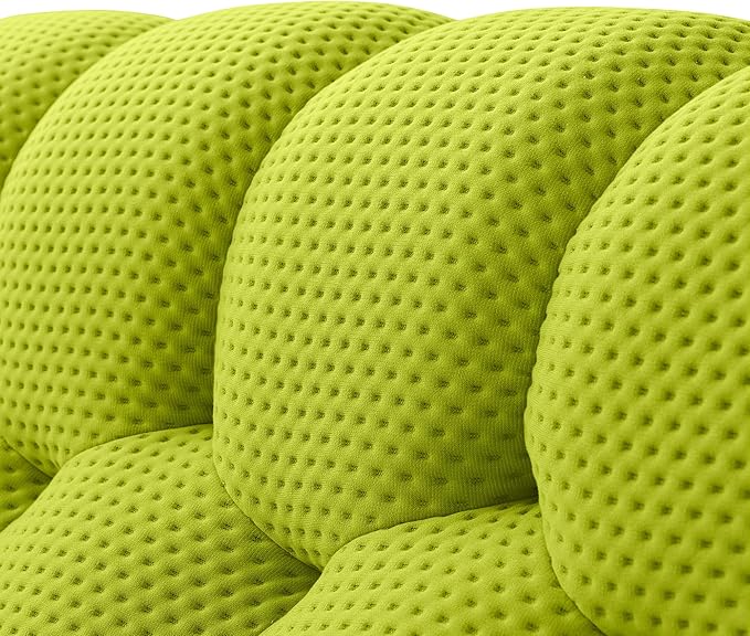 JACH Bubble Sofa with Ottoman, Curved Couch, Comfy Upholstered Sofa, Mesh Fabric 3D Honeycomb Shape Modern Couch for Living Room, Office, Apartment, Small Space (Fluorescent Green)