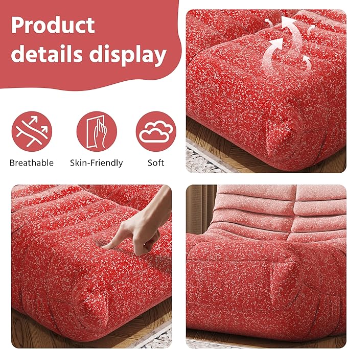 Bean Bag Chair, Fireside Chair, Large Bean Bag Chair for Adults, Bean Bag Chairs for Teens with High-Resilience Foam, Non-Slip Base Floor Lounge Sofa,Living Room (Gradient White-Pink, Single)