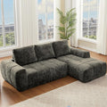 KEIKI Sectional Chenille Floor Sofa, Convertible L-Shaped Boneless Cloud Sleeper Couch with Chaise Lounge, Space Saving Modular Couches Bed for Living Room Bedroom, No Assembly Required, Ripe Olive