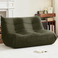 Bean Bag Chair, Loveseat Fireside Chair Bean Bag Sofa for Adults, 2 Seater Bean Bag Chairs for Teens with High-Resilience Foam, Memory Foam Bean Bag for Living Room, Bedroom, Office(Teddy, Dark Green)