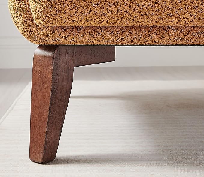 Oversized Accent Chair, 37" Wide Boucle Armchair with Solid Wood Legs, Upholstered Lounge Chair for Bedroom Office, Modern Accent Chair for Living Room, Cozy Reading Chair, Easy Assembly, Curry