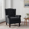 DREAMSIDEA Accent Chair, Upholstered Armchair with Button Tufted High Back & Solid Wood Legs, Comfy Wingback Reading Single Sofa Chair for Small Spaces, Living Room, Bedroom-Blue,1 SEAT