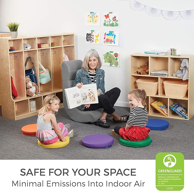 Factory Direct Partners Soft Ergonomic Horizontal Soft Floor Video Rocker - Cushioned Ground Chair Great for Reading, Gaming or Watching TV for Kids, Teens and Adults - Gray, 10489-GY