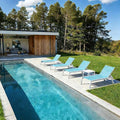 PURPLE LEAF Lounge Chair Pool Chaise Lounge Outdoor Turquoise Blue 2 Sets