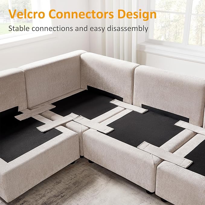 VANOMi Modern Upholstered Middle Module for Modular Sectional,Sectional Sofa Couch Accent Armless Chair, Chenille