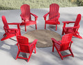 Plawdlik Folding Adirondack Chair Set of 6 with Cup Holder，Wooden Textured ，Heavy All-Weather HDPE Comfortable Set Poolside Backyard Lawn, Red