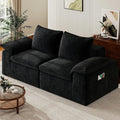 Buytime 76” Comfy Cloud Loveseat Sofa, Convertible Boneless Loveseats for Living Room, Wide 2-Seat Modern Modular Sectional Sofa with Deep Seat, Double-Layer Cloud Cushion and Headrest, Black