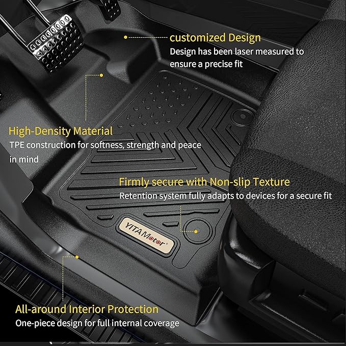YITAMOTOR Floor Mats Compatible with 2021 2022 2023 2024 2025 Ford Bronco Sport 4-Door, All Weather Protection Custom Fit Black 2 Row Floor Mats Liner Set