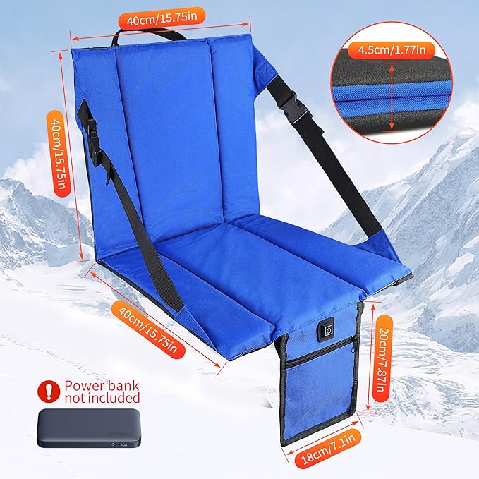 CAMPHILL 2PCS Portable Stadium Seat Cushion for Bleachers,Folding Lightweight Seat with Backrest,Adjustable Straps,Ideal for Camping,Hiking,Sports Events,Outdoor Concerts