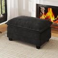 WorthFurni Cloud Couch Ottoman Modular Sectional Sofa, Comfy Deep Seat Cushion for Apartment Living Room Bedroom (Black)