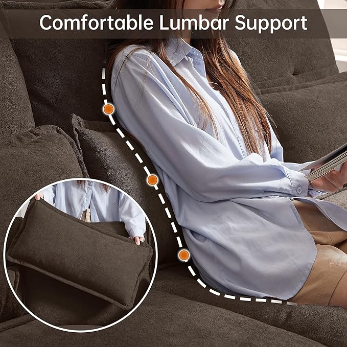 Jarenie 110" Convertible Sectional Sofa, U Shape Cloud Couch, Comfy Couches with Double Chaise and Sleepable Armrests, 4 Seats Sectional Couches for Living Room, Coffee