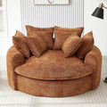 LUMISOL Boneless Couch with 8 Throw Pillows, Full-Compressed, 59.8" Upholstered Single Cloud Sofa Chair, Round Chaise Sofa for Living Room Apartment Office Small Space, Orange