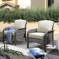 CAODOC 2 Pack Wicker Patio Furniture Chairs,Outdoor Rattan Chairs with Armrest Support 250 lb,Beige