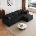 AUGOP 96" Sectional Couches for Living Room Modern Modular Sofa with L-Shape Couchs Upholstered Boneless Couch Deep Seat Sectional Couch with Chaise (Black, 96" Right Facing Chaise+2Seaters)