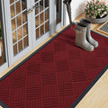 Smiry Front Door Mat Outside Entrance, Heavy Duty Outdoor Indoor Mat, Natural Rubber Doormat, Non Slip, Trap Dirt and Moisture, Easy Clean, Low Profile Patio Porch Entryway Mat, 47x23, Wine Red