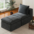 Buytime 65.6" Chaise Lounge Chair Indoor, Boneless Upholstered Sofa Bed, Corduroy Comfy Sleeper Chair for Living Room and Bedroom, Pebble Grey