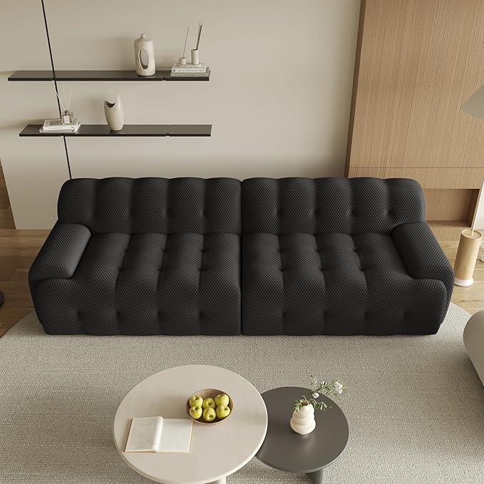 102.4inch Modular Sectional Couch,Oversized Loveseat Sofa, 3D Mesh Fabric Comfy Cloud Sofa Couches, Curved Couch for Living Room, Office, Apartment,No Assembly Required (Black, 102.4")