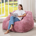 Hobestluk Bean Bag Chairs for Adults Giant Bean Bag Chair with Memory Foam Filling, Adult Beanbag for Bedroom, Living Room (Pink Plush)
