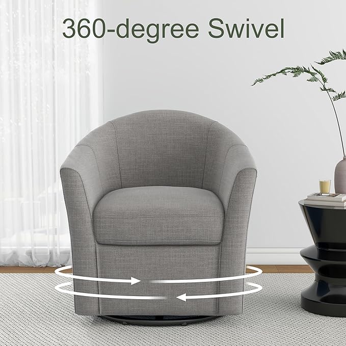 DREAMSIDEA Swivel Accent Chair Armchair, Modern Round Single Sofa Seating Comfy Reading Barrel Chairs for Living Room Bedroom (Coffee, Set of 1)