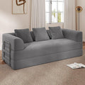Cloud Boneless Convertible Sleeper Sofa Bed for Living Room 89" 4-in-1 Foldable Compressed Lounge 3 Seater Floor Couches High-Density Sponge & Corduroy Fabric Multi-Form Pull Out Futon Daybed(Gray)