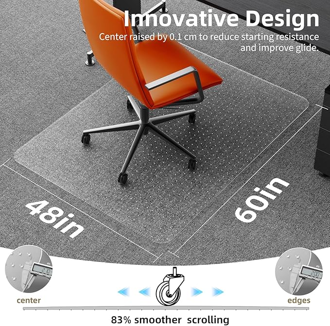 Chair Mat for Carpet Floors: 48"x60" Computer Desk Floor Mat - PVC Plastic Rug Carpet Protector Mats for Gaming Chair Under Desk Pad for Rolling Chair