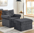 35.82" Accent Chair with Ottoman Set,Upholstered Living Room Chairs for Reading Chair with Chaise Lounge Chairs Indoor, Comfortable Armchair for Bedroom (Gray, 35.82")