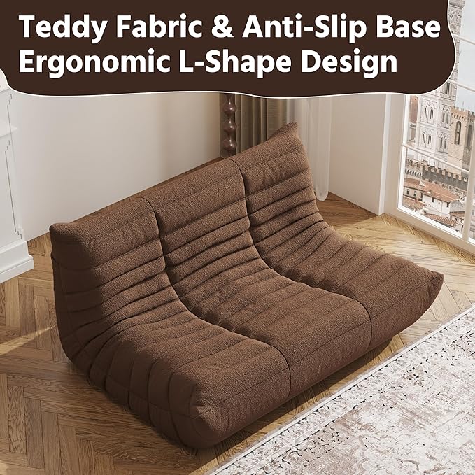 Bean Bag Chair, Fireside Chair, Large Bean Bag Chair for Adults, Bean Bag Chairs for Teens with High-Resilience Foam, Non-Slip Base Floor Lounge Sofa,Living Room (Coffee, Loveseat)