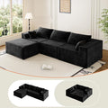 CABZOON 110" Cloud Couch Sectional for Living Room L-Shape Boneless Couches Modular Sectional Sofa with Deep Seat with Chaise,No Assembly Required,Carbon Black(Plush Corduroy Fabric)