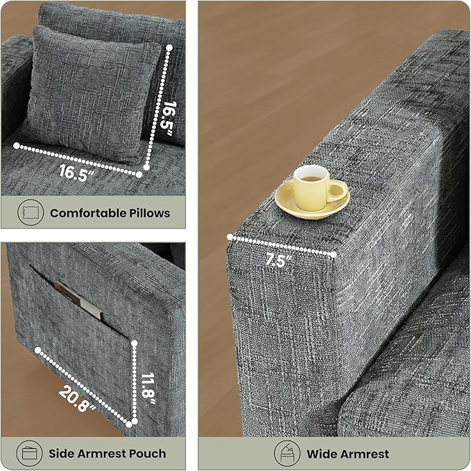 147" Oversized L-Shaped Modular Sectional Sofa, Modern 6-Seater Cloud Couch with 2 Storage Ottomans, Washable Pet-Friendly Fabric for Living Room, Apartment