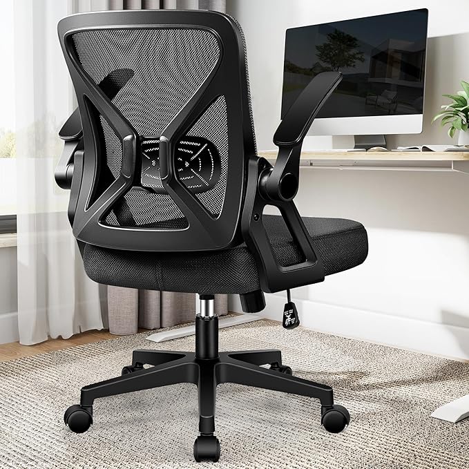 FelixKing Office Chair - Ergonomic Desk Chair Breathable Mesh Task with Wheels and Lumbar Support Home Desk Office Chairs with Flip up Armrest Rolling Swivel for Home Computer Black Pack of 8