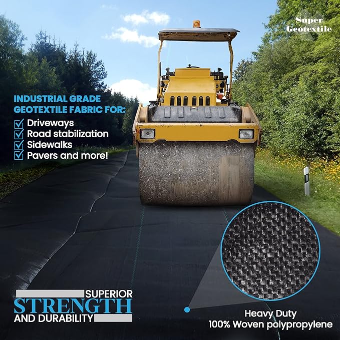 Super Geotextile 4, 6, 8 oz Non Woven Fabric for Landscaping, French Drains, Underlayment, Erosion Control, Construction Projects - 4 oz (4X250)