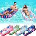 PuppyuWill 4 Pack Pool Floats Adult,Inflatable Pool Lounger Float Heavy Duty with Cup Holder, Backrest & Footrest Pool Lounge Float Extra Large Pool Rafts for Adults Beach Lake Party
