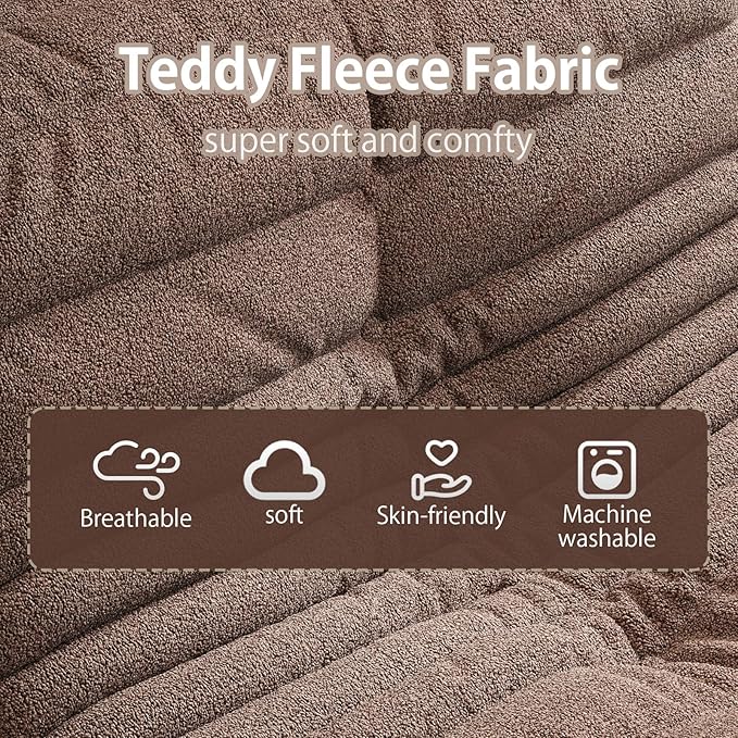 Selyteramy Oversized Bean Bag Chairs for Adults, Giant Beanbag Chair with Memory Foam, Comfy Lounge Chair Lazy Sofa for Apartment, Living Room, Bedroom, Office(Teddy Fabric)
