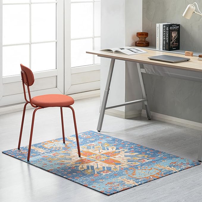 Anji Mountain Rug'd Office Chair Mat for Carpet & Hardwood Floor - Jacquard Woven Top, Anti-Slip Backing, Low Pile, Floor Protector Desk Chair Mat, Office Rugs for Rolling Chairs (40 x 54)