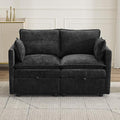 55" Cloud Modular Loveseat Sofa with Storage, Modern Upholstered Sofa Couch Small Love Seat，2 Seater Chenille Comfy Sectional Sofa with Armrests for Living Room, Small Space, Black