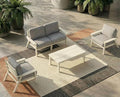 Patio Kingdom Patio Furniture Set with Washable Thick Gray Cushions, Coffee Table & Side Table, HDPE Outdoor Couch, All-Weather Outdoor Sectional Furniture, Patio Conversation Sets (White Frame)