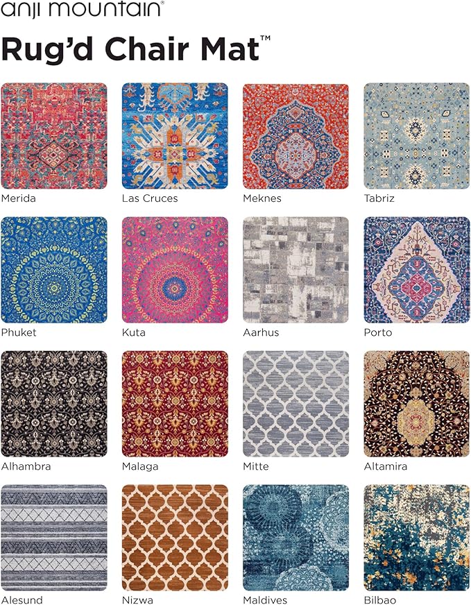Anji Mountain Rug'd Office Chair Mat for Carpet & Hardwood Floor - Jacquard Woven Top, Anti-Slip Backing, Low Pile, Floor Protector Desk Chair Mat, Office Rugs for Rolling Chairs (36 x 48)